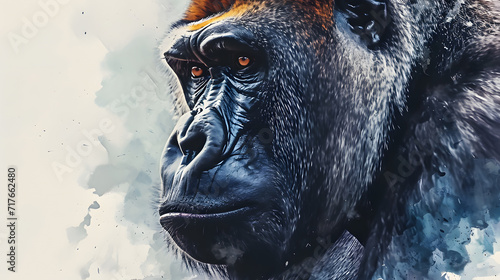 illustration with the drawing of a Gorilla