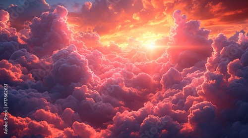 Pink Clouds in the Sky: A Stunning Sunset with a Pink Cloudy Sky Generative AI