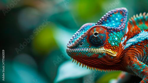 chameleon on a tree branch. Selective focus. © yanadjan