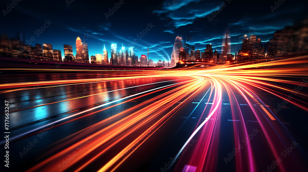 Fototapeta premium Neon speed abstract background, digital abstract background
