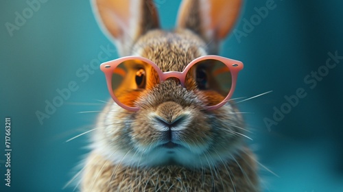 Bunny in Pink Sunglasses: A Cute and Trendy Easter Photo Generative AI