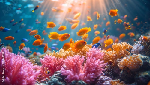 Blooming Reefs: A Vibrant Display of Coral and Fish Generative AI © Vinod