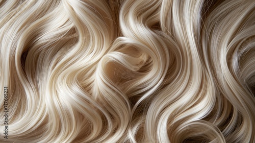 Generative AI, Female blonde curly hair texture background, close up hairs