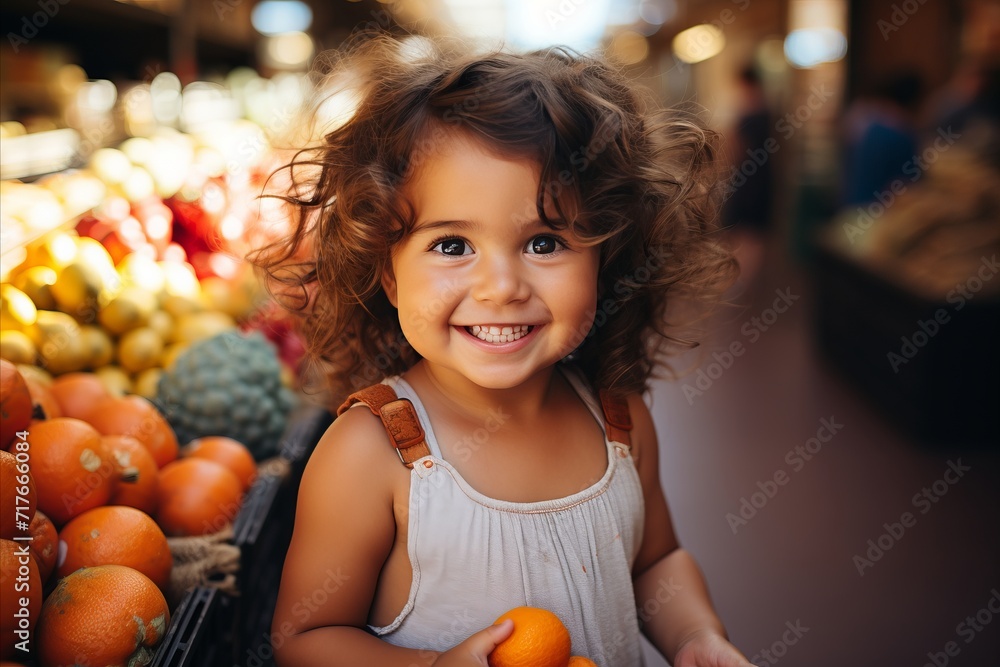Fototapeta premium Young woman buying a variety of fresh organic vegetables at a vibrant local farmers market