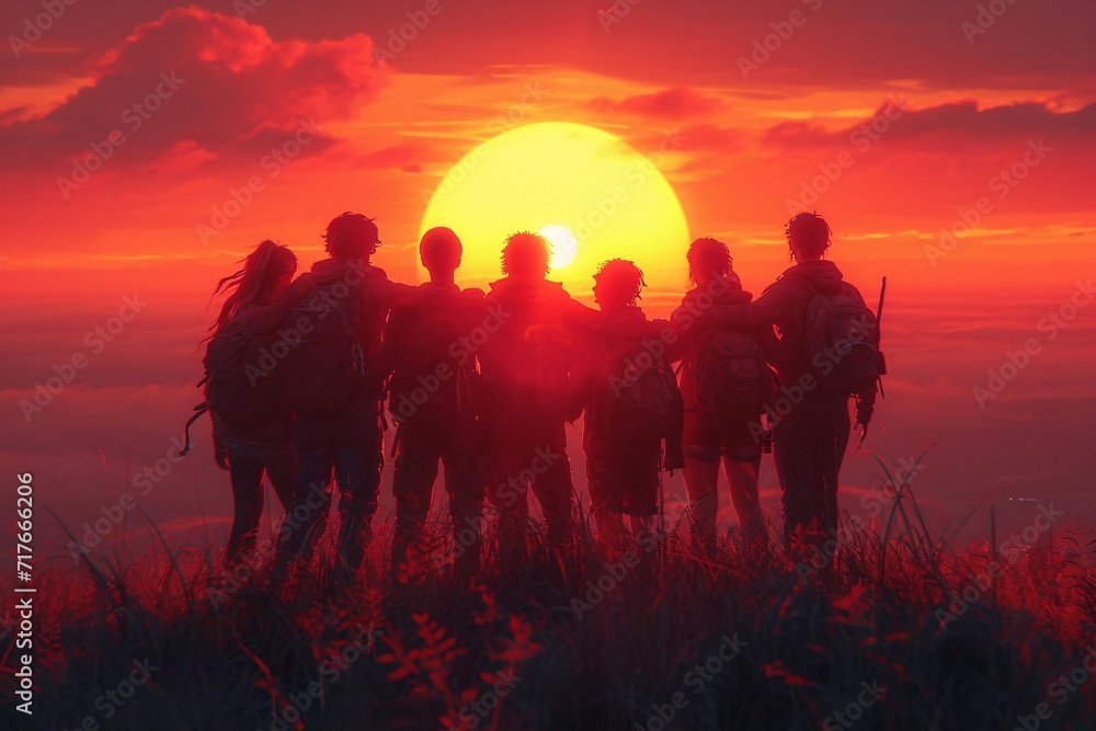 Sunset Selfie: A Group of Friends Capture the Moment Generative AI Sunset Selfie: A Group of Friends Capture the Moment Generative AI