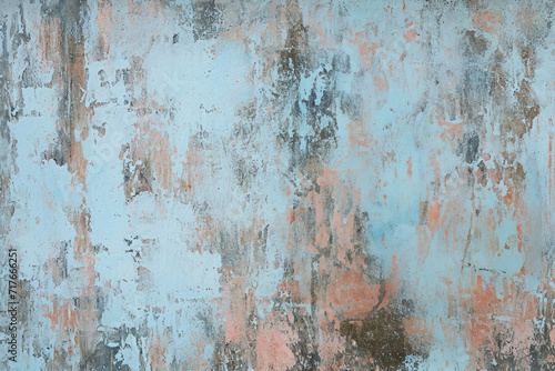 Grunge blue background with some damage caused by moisture in the wall. High quality photo