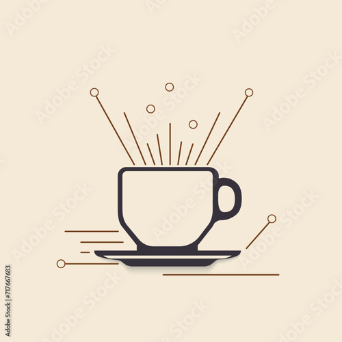 A cup of coffee stylized as a microcircuit.