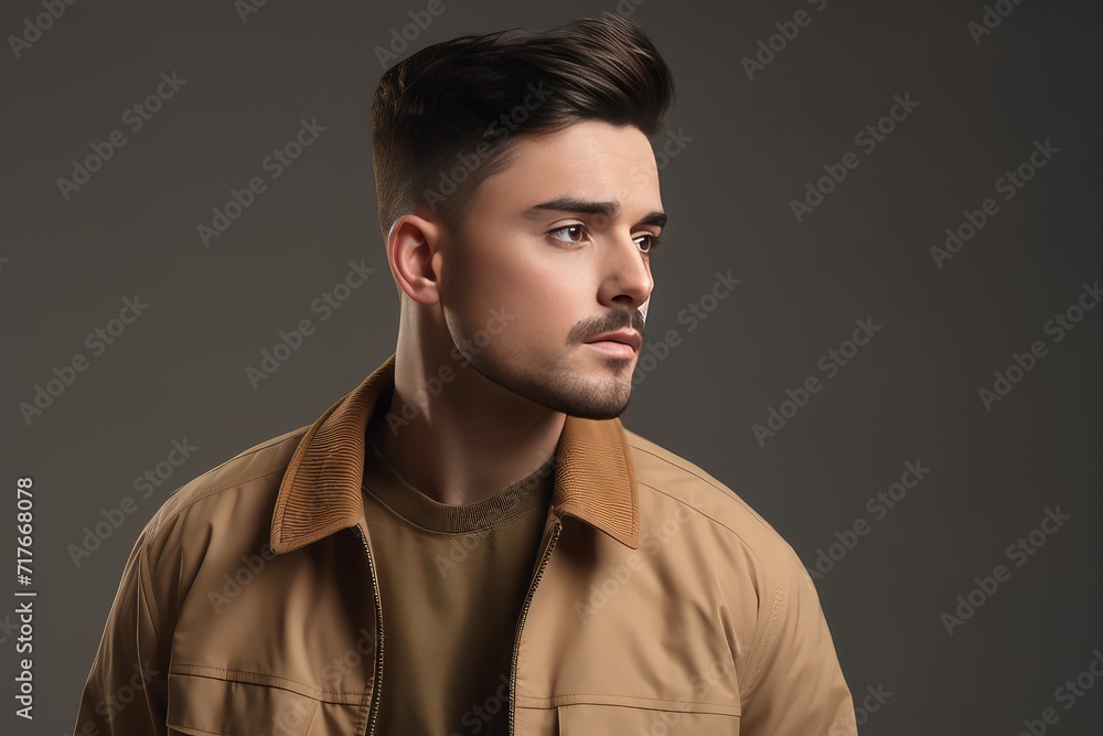 handsome and relaxed young male model indoor photoshoot