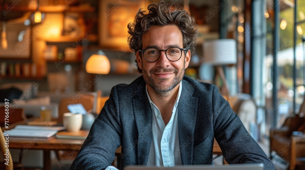 Smiling Man in a Suit with a Laptop, Celebrating the Month of Love Generative AI Smiling Man in a Suit with a Laptop, Celebrating the Month of Love Generative AI