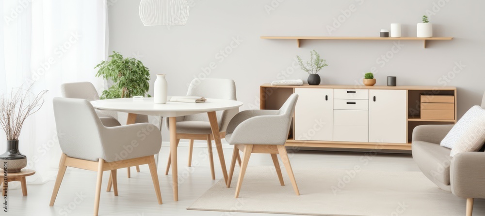 Family dining table room interior. Generative AI technology. Family dining table room interior. Generative AI technology.