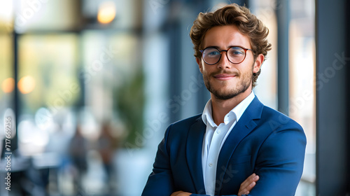 Elegant young entrepreneur strutting with confidence at the office