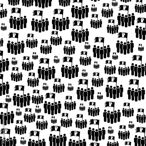 Protest people seamless pattern isolated on white background