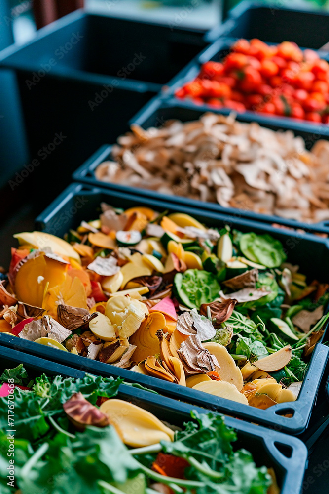 Fototapeta premium Sorting food waste into compost. Selective focus.