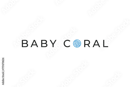 outline baby coral icon logo vector design background for gardening, farm and nursery.