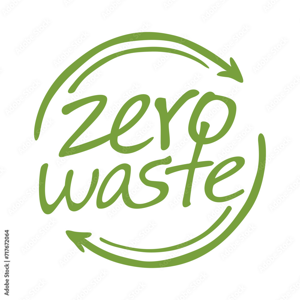 Zero waste - renewable decorative green badge Zero waste - renewable decorative green badge