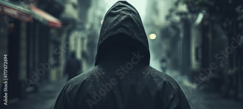 Hooded robber. Generative AI technology.