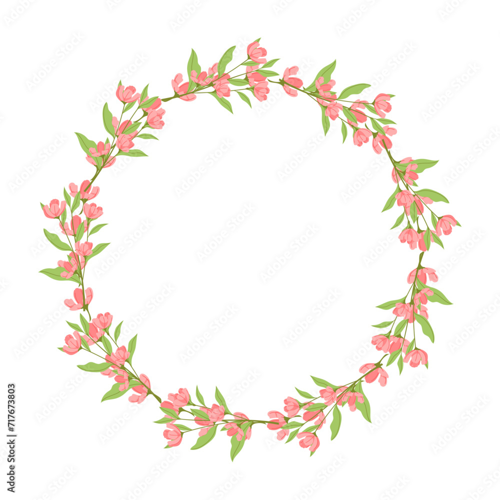 Vector hand drawn floral wreath frame on white background Vector hand drawn floral wreath frame on white background