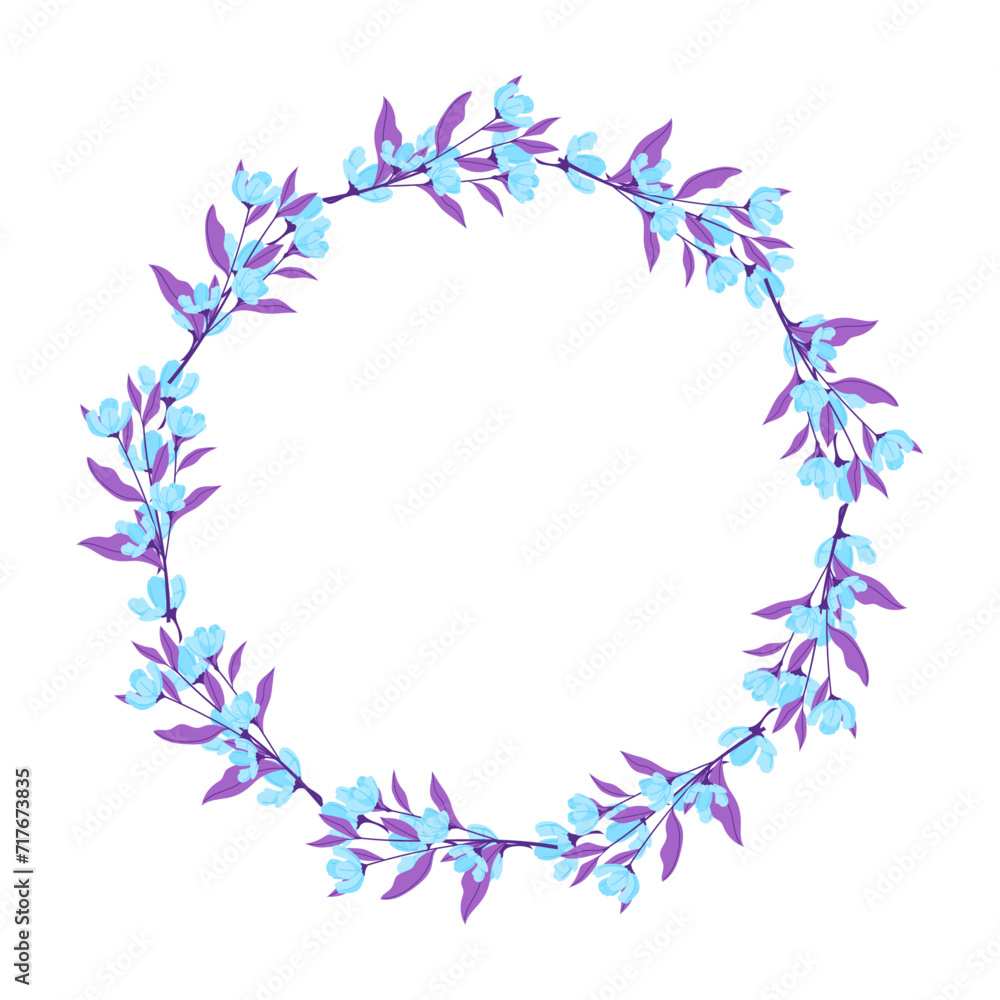 Vector hand drawn floral wreath frame on white background Vector hand drawn floral wreath frame on white background