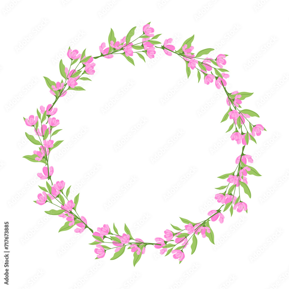 Vector hand drawn floral wreath frame on white background Vector hand drawn floral wreath frame on white background
