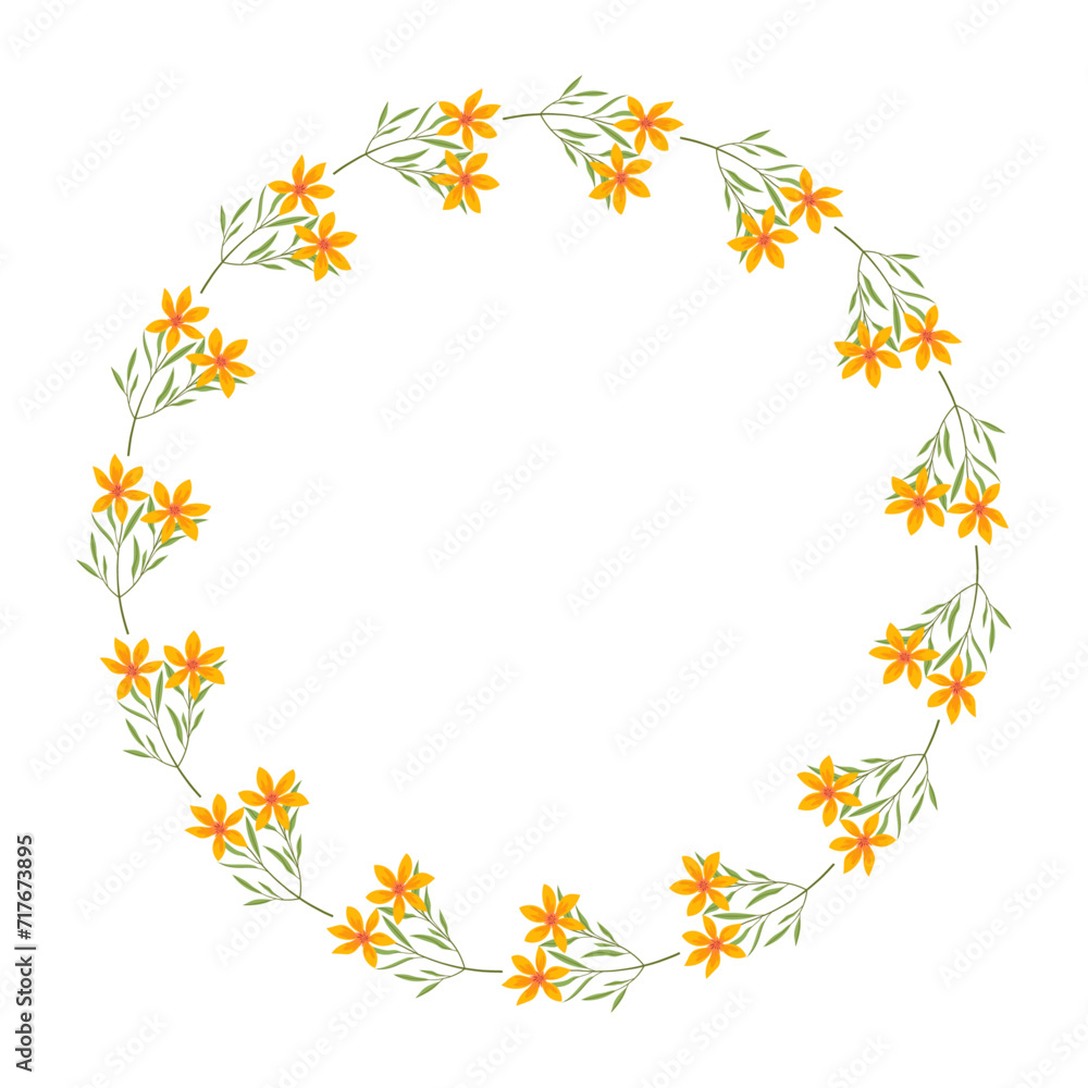 Vector hand drawn floral wreath frame on white background Vector hand drawn floral wreath frame on white background