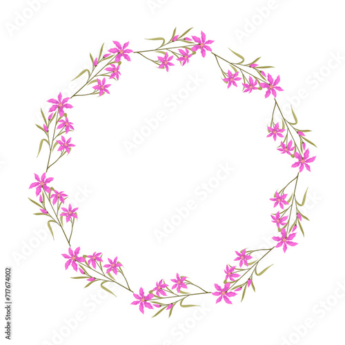 Vector hand drawn floral wreath frame on white background © Nganhaycuoi