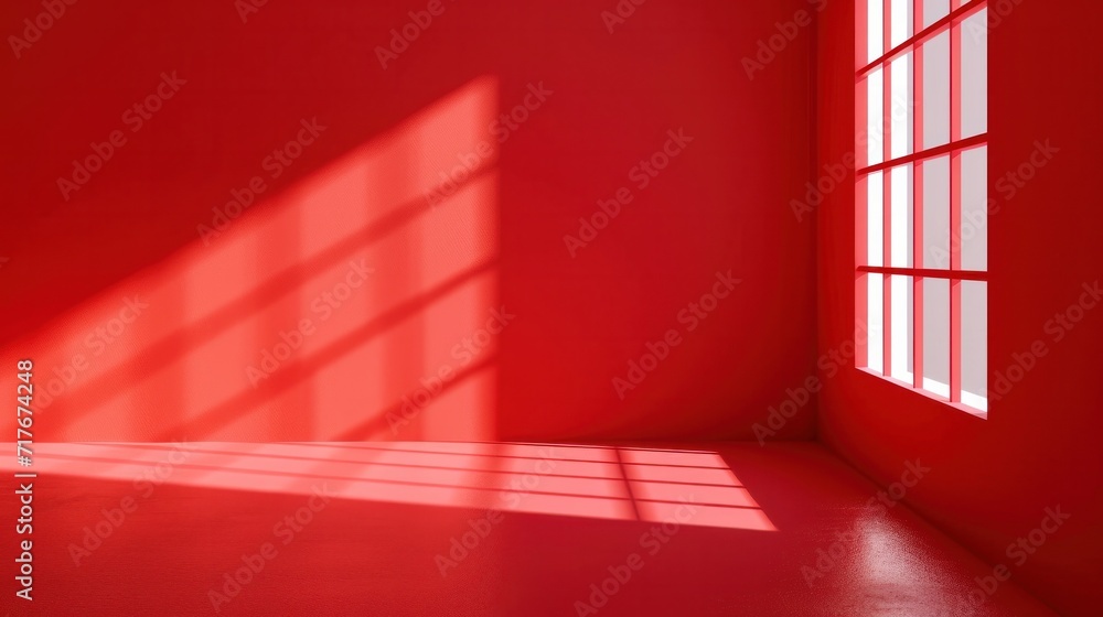 Abstract red studio background for product presentation. Backdrop with shadows of window for display product Abstract red studio background for product presentation. Backdrop with shadows of window for display product