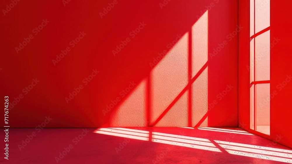 Abstract red studio background for product presentation. Backdrop with shadows of window for display product Abstract red studio background for product presentation. Backdrop with shadows of window for display product
