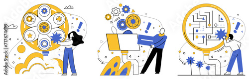 Service innovation vector illustration. Creative projects are constellations lighting up sky service innovation Efficiency is compass ensuring businesses stay on course in journey innovation