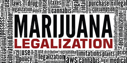 Marijuana Legalization word cloud conceptual design isolated on white background.