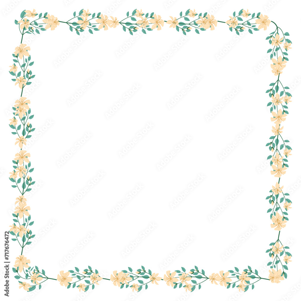 Vector hand drawn floral frame on white background Vector hand drawn floral frame on white background