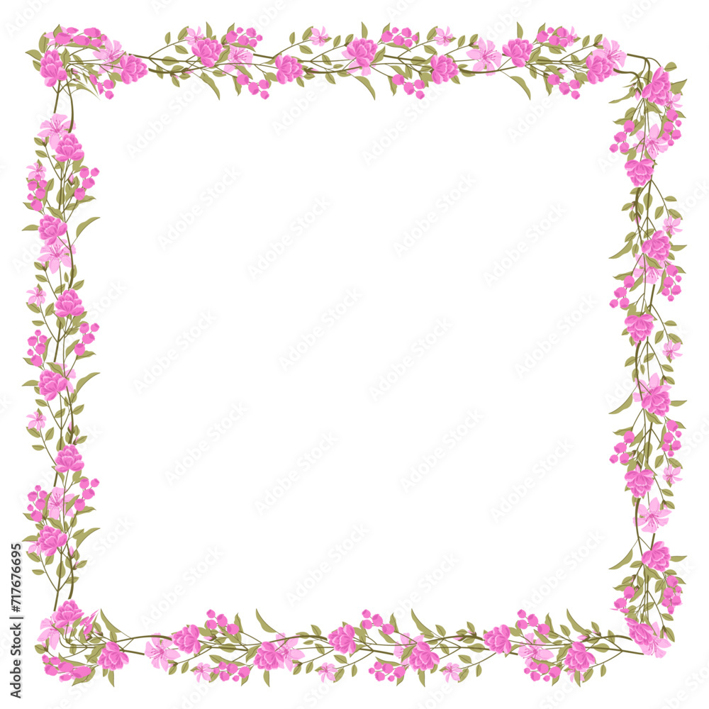 Vector hand drawn floral frame on white background Vector hand drawn floral frame on white background