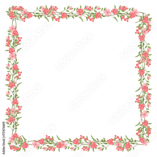 Vector hand drawn floral frame on white background © Nganhaycuoi