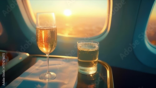 Imagine sipping champagne at 30,000 feet while gazing out at the crystal blue ocean from the bar inside your private jet. photo