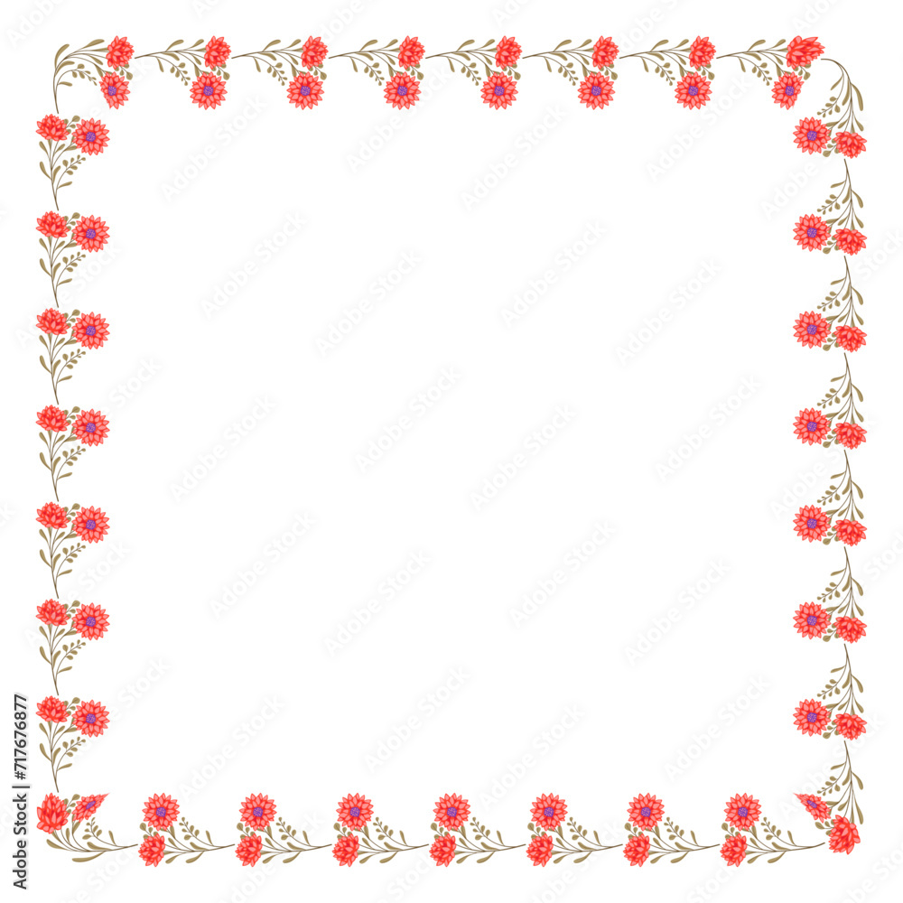 Vector hand drawn floral frame on white background Vector hand drawn floral frame on white background
