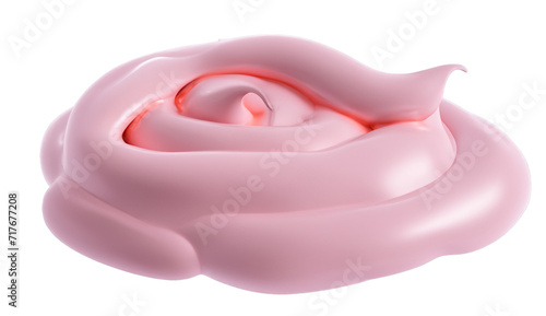 Isolated Pink Rose Petals on White Background with Cream and Red Accents, Featuring 3D Object and Abstract Human Elements