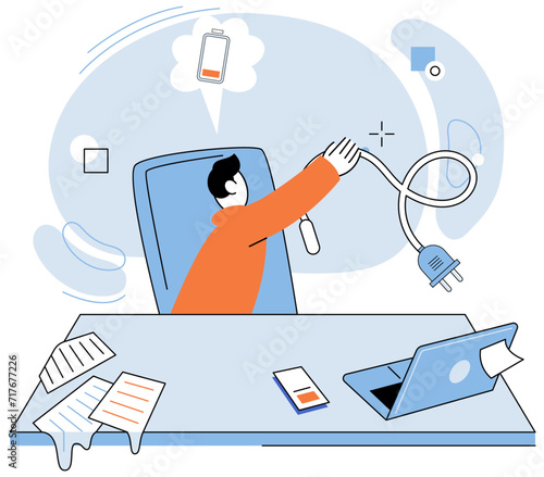 Low energy vector illustration. Recharging and revitalizing your energy is essential for maintaining vitality and strength Building endurance and strength through regular exercise can counteract low