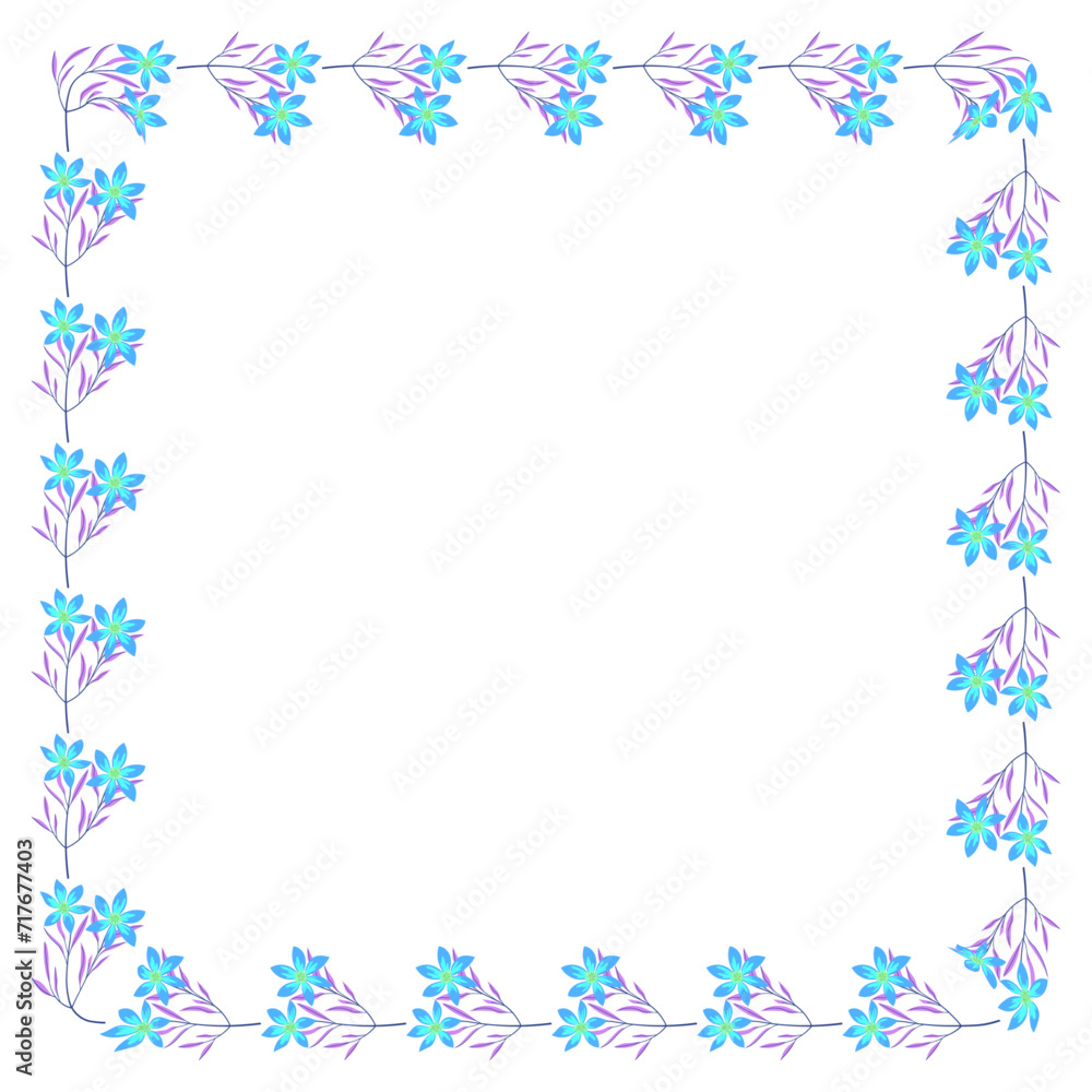 Vector hand drawn floral frame on white background