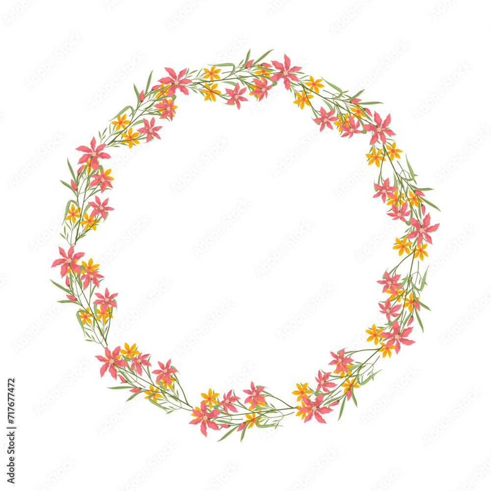 Vector hand drawn floral wreath frame on white background Vector hand drawn floral wreath frame on white background