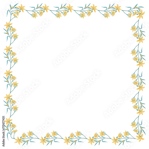 Vector hand drawn floral frame on white background © Nganhaycuoi