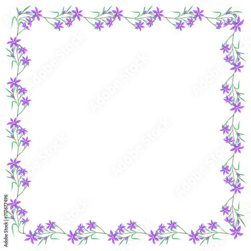 Vector hand drawn floral frame on white background