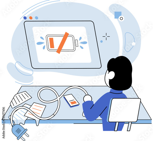 Low energy vector illustration. The low energy metaphor illustrates impact emotional and physical depletion on daily life Prioritizing self care and rest is vital for overcoming low energy and fatigue