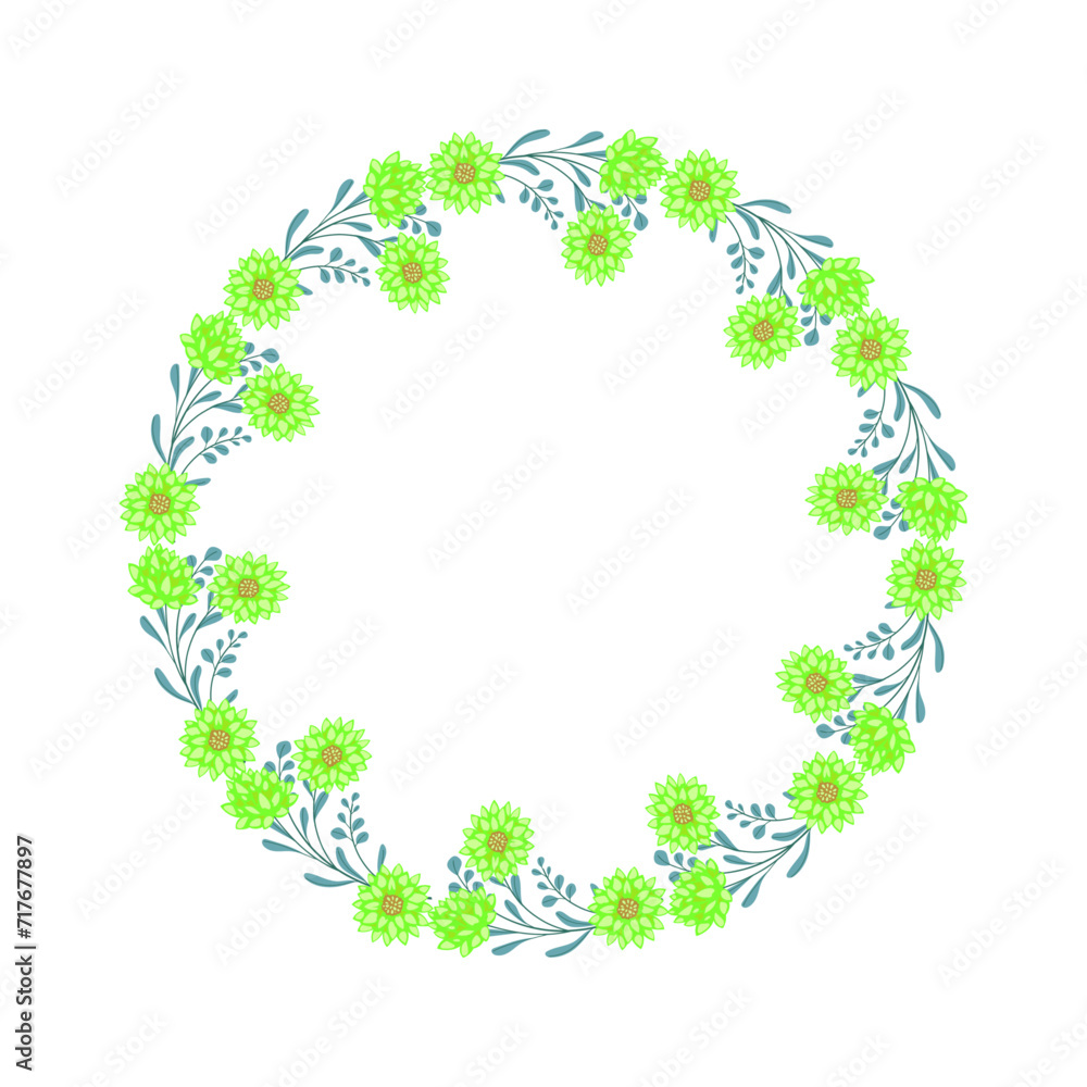 Vector hand drawn floral wreath frame on white background Vector hand drawn floral wreath frame on white background
