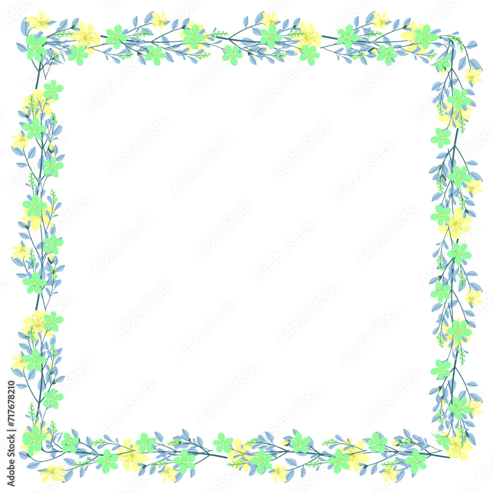 Vector hand drawn floral frame on white background Vector hand drawn floral frame on white background
