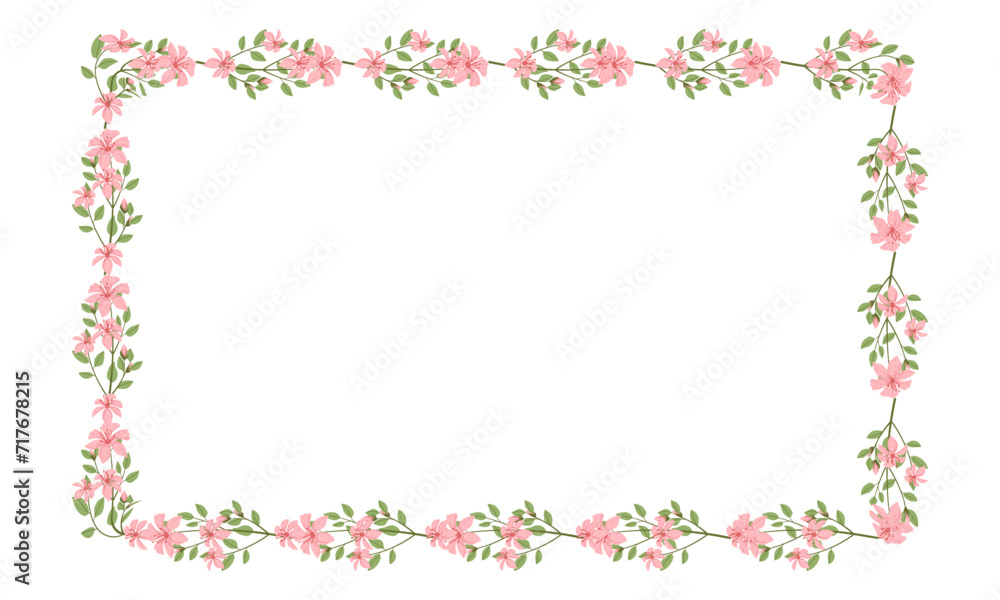 Vector hand drawn floral frame on white background