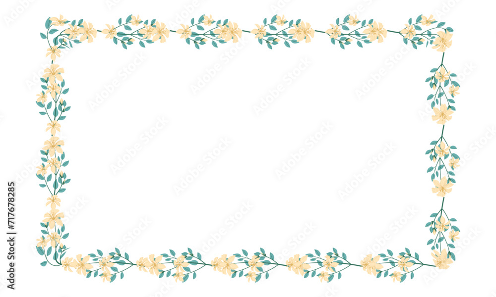Vector hand drawn floral frame on white background Vector hand drawn floral frame on white background