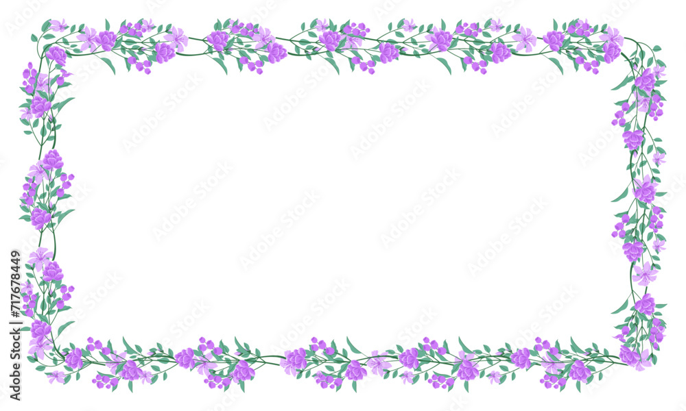 Vector hand drawn floral frame on white background