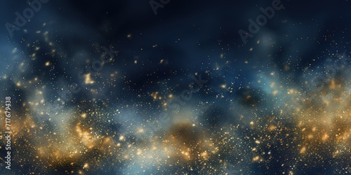 a blue and gold background with glitter