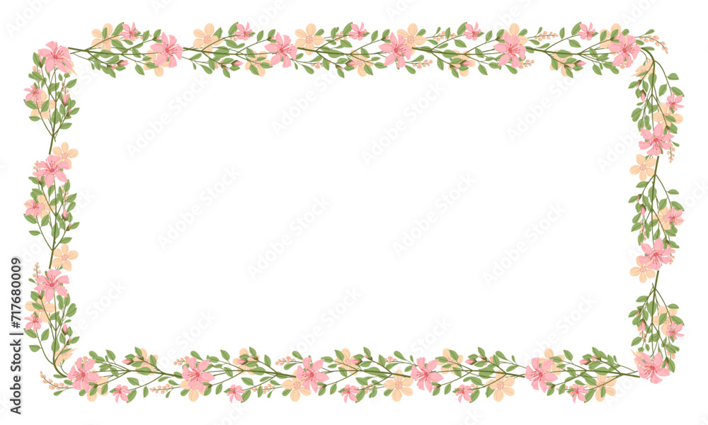 Vector hand drawn floral frame on white background Vector hand drawn floral frame on white background
