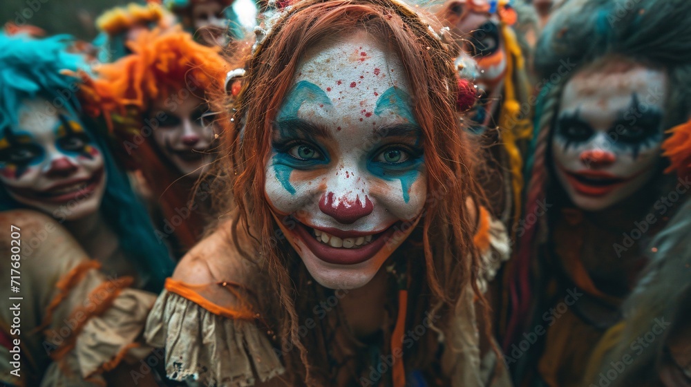 Clown Makeup and Costume Trend: A Creepy Clown Smile for Halloween Generative AI Clown Makeup and Costume Trend: A Creepy Clown Smile for Halloween Generative AI