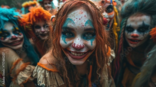 Clown Makeup and Costume Trend: A Creepy Clown Smile for Halloween Generative AI